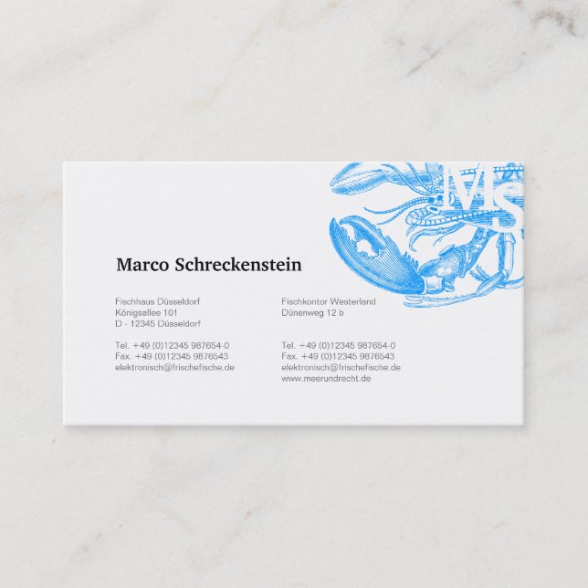 Carte De Visite Fruits de mer (Devant)