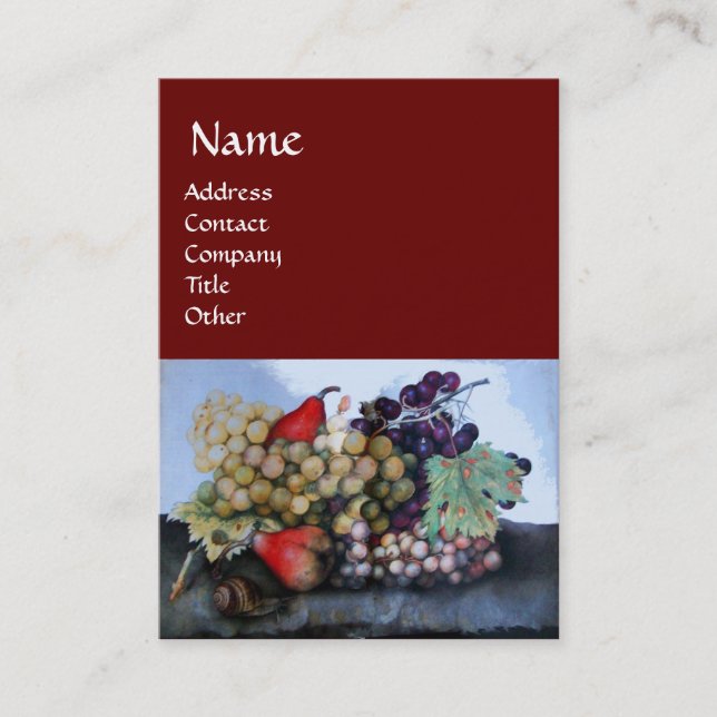 CARTE DE VISITE FRUITS DE SAISON 1 - RAISONS ET PEARS (Devant)