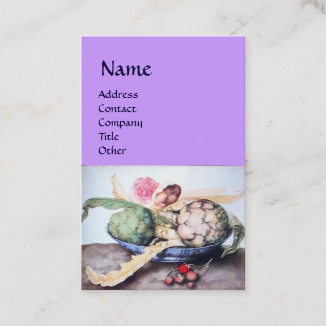 CARTE DE VISITE FRUITS DE SAISON, ARTICHOKES, ROSE, STRAWBERRIES L (Devant)