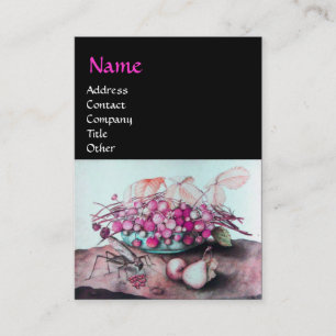 Carte De Visite FRUITS DE SAISON /FRAISES, PEARS Pink Black