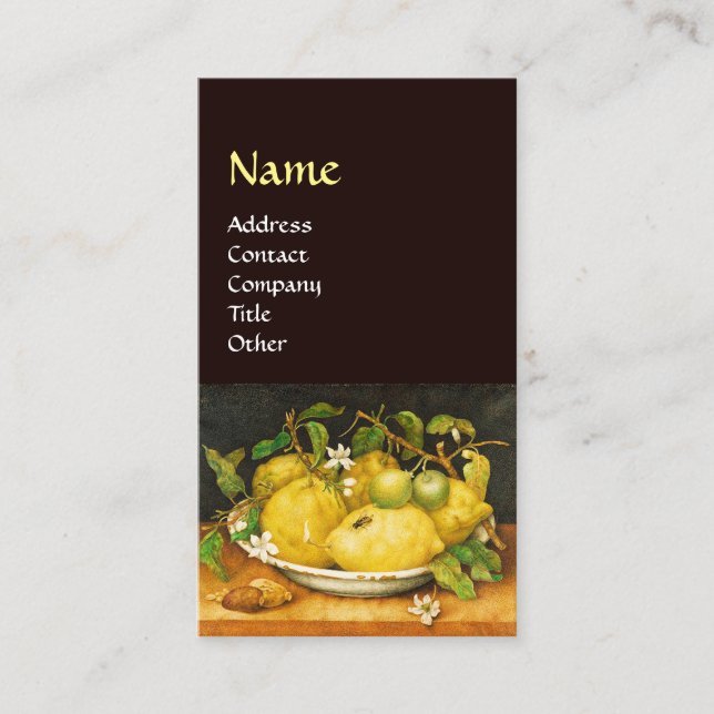 CARTE DE VISITE FRUITS DE SAISON LÉMONS ET FLEURS BLANCHES (Devant)