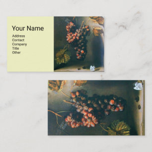 Carte De Visite FRUITS DE SAISON, Raisins Rouges Pendus,Papillon,R