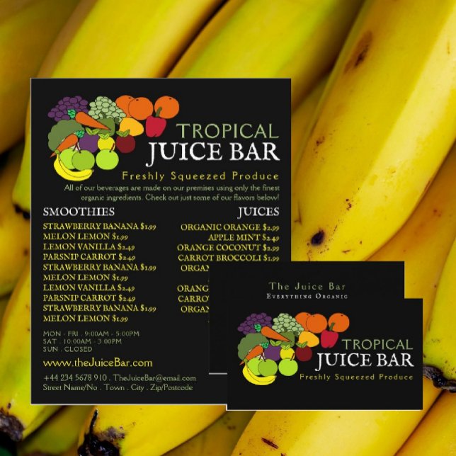 Carte De Visite Fruits et légumes, Bar à jus (Créateur téléchargé)