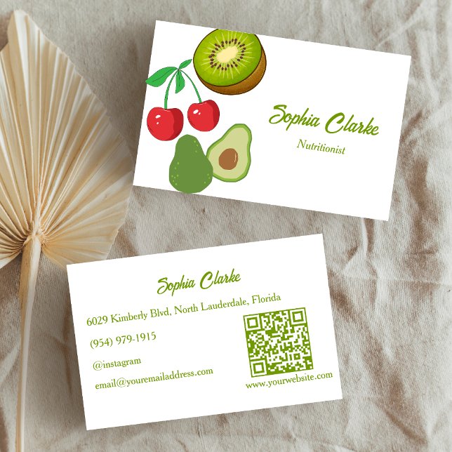 Carte De Visite Fruits professionnels QR Code Diéticienne (Créateur téléchargé)