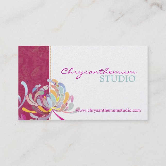 Carte De Visite Fuchsia et White Sassy Yoga Studio (Devant)