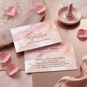 Carte De Visite Fuchsia Rose Gold Marbre Glam Élégant Enterrement