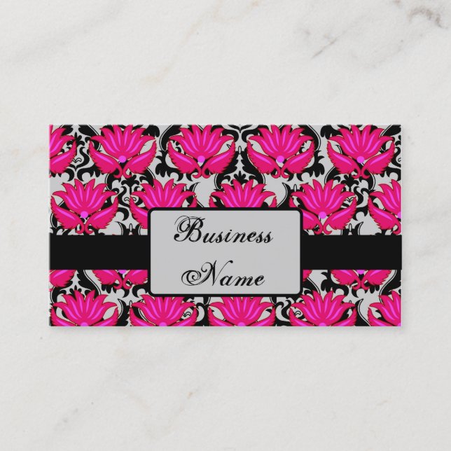 Carte De Visite Fuchsia rose noir gris parisien Damas Graphique