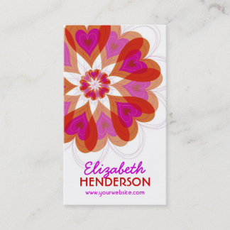 Carte De Visite Fuchsia rose Valentine Fleur Love Coeurs Moderne