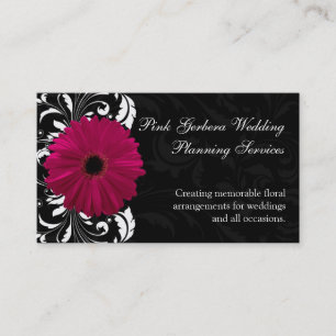 Carte De Visite Fuchsia Scroll Gerbera Daisy avec noir et blanc