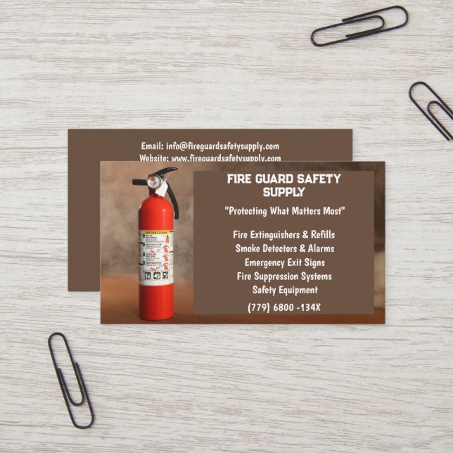 Carte De Visite Fumée et feu rouge Extincteur sécurité incendie (Devant/Arrière en situation)