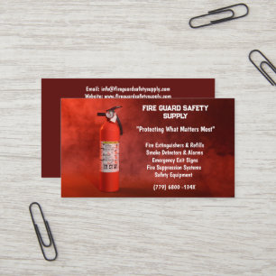 Carte De Visite Fumée rouge et extincteur sécurité incendie