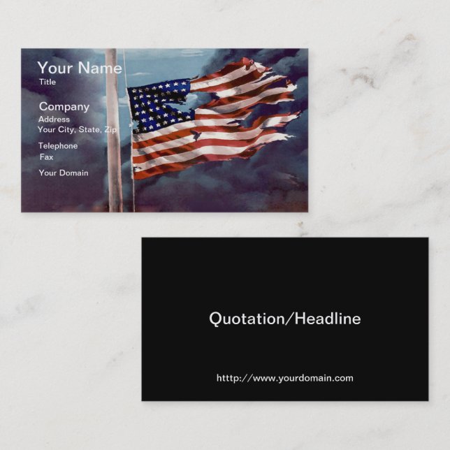 Carte De Visite Fumée tombée mais pas oubliée et drapeau déchiré (Devant / Derrière)