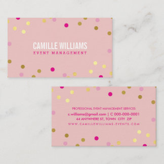 Carte De Visite FUN BOLD COLORÉ confetti cool or rose bleu