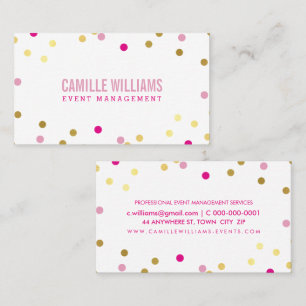 Carte De Visite FUN BOLD COLORÉ confetti cool or rose bleu