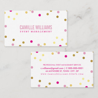 Carte De Visite FUN BOLD COLORÉ confetti cool or rose bleu