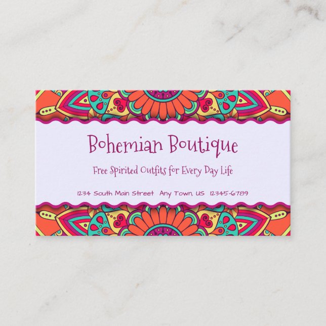 Carte De Visite Fun Bright Bohemian Mandala (Devant)