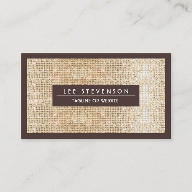 Carte De Visite Fun Festif Sparkly Gold Sequin Retro Salon (Devant)