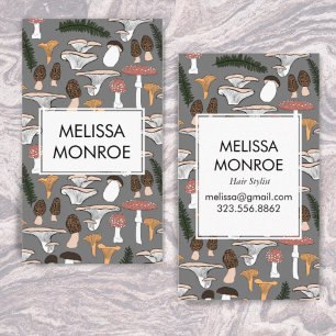 Carte De Visite Fun Fungi Champignons Champignons Motifs fougères