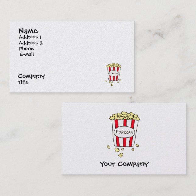 Carte De Visite Fun Movie Theatre Popcorn Diner Restaurant (Devant / Derrière)