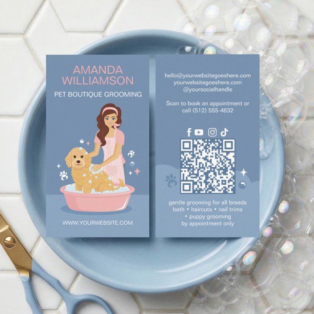 Carte De Visite Fun Pampered Pet Dog Groomer Professional Stylist  (Fun Pampered Pet Dog Groomer Professional Stylist Business Card)