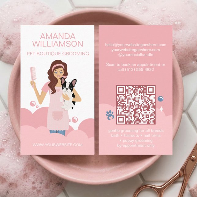 Carte De Visite Fun Pampered Pet Dog Groomer Professional Stylist  (Fun Pampered Pet Dog Groomer Professional Stylist Business Card)