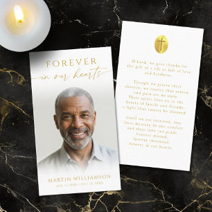 Carte De Visite Funérailles Forever Hearts Photo Cross Prayer Card