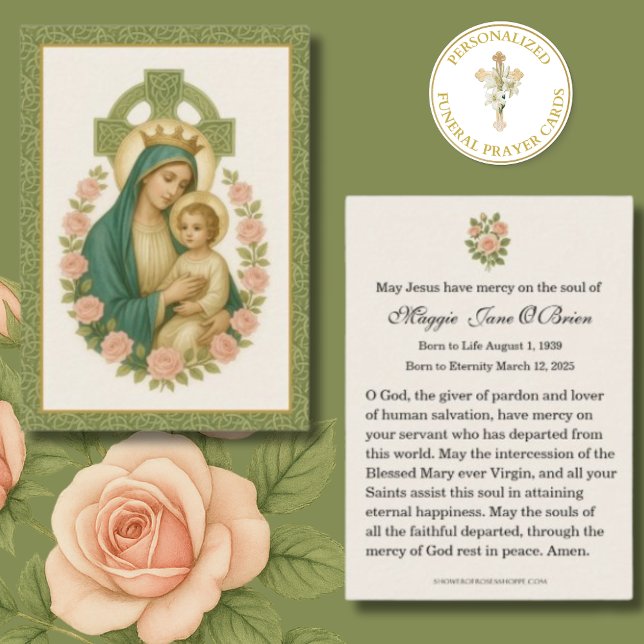 Carte De Visite Funérailles Mémorial Irlandais Croix celtique Jésu (Créateur téléchargé)