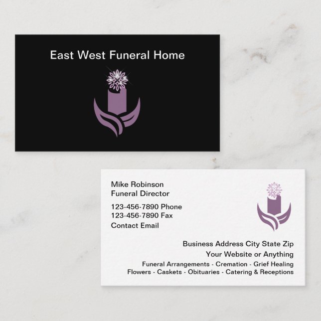 Carte De Visite Funeral Home Cremation Services New (Devant / Derrière)