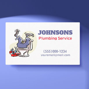 Carte De Visite Funky Cartoon Plumber Entrepreneur Service de plom