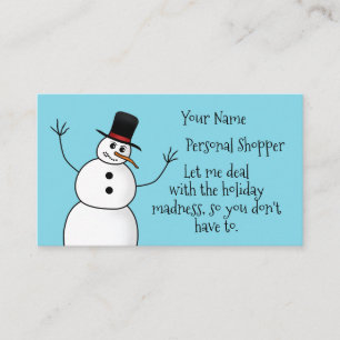 Carte De Visite Funky Christmas snowman shopping personnel