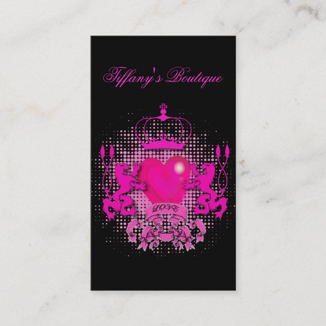 Carte De Visite Funky Grunge Tattoo Heart rose chaud couronne (Devant)
