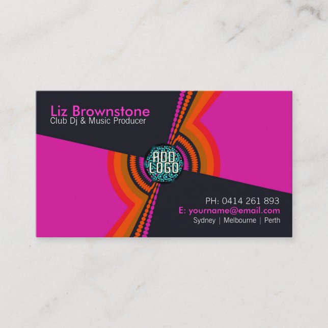 Carte de visite funky house DJ rose noir pour entr (Devant)