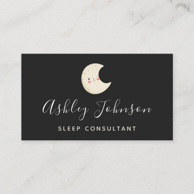 Carte De Visite Funky Moon Sleep Consultant Simple Elegant Nuit (Devant)
