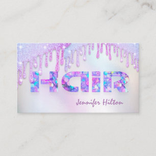 Carte De Visite Funky rétro holographic glittery goutte les cheveu