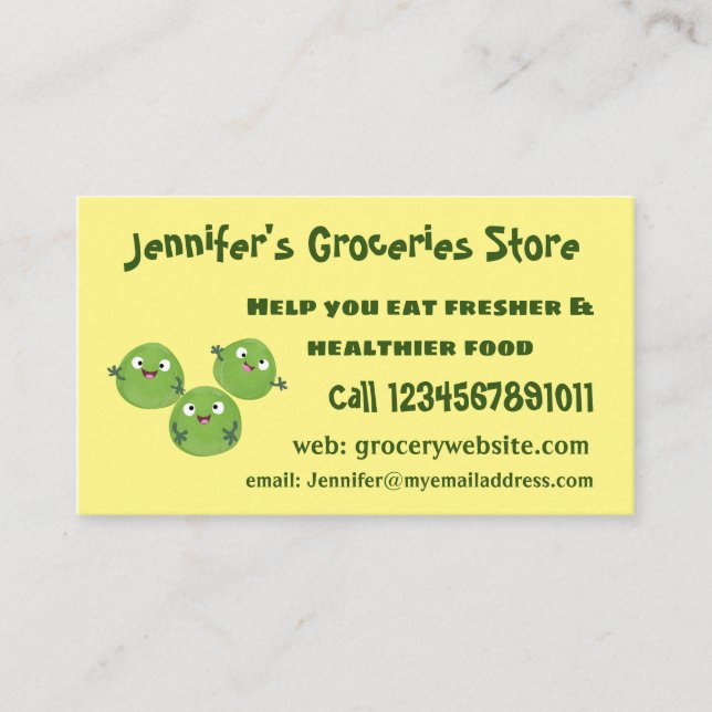 Carte De Visite Funny Brussels sprouts légumes caricature (Devant)