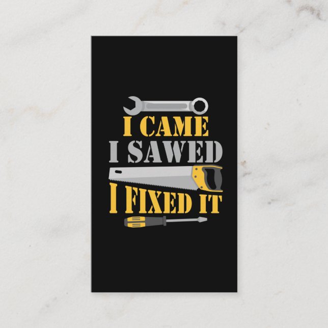 Carte De Visite  Funny Carpenter Saw Handyman Outils d'atelier (Devant)