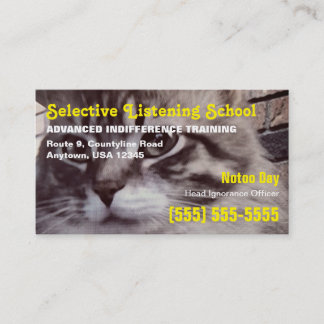 Carte De Visite Funny Cat Selective Listening School