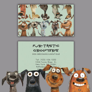 Carte De Visite Funny Chien Groomers Boutique Qr Code