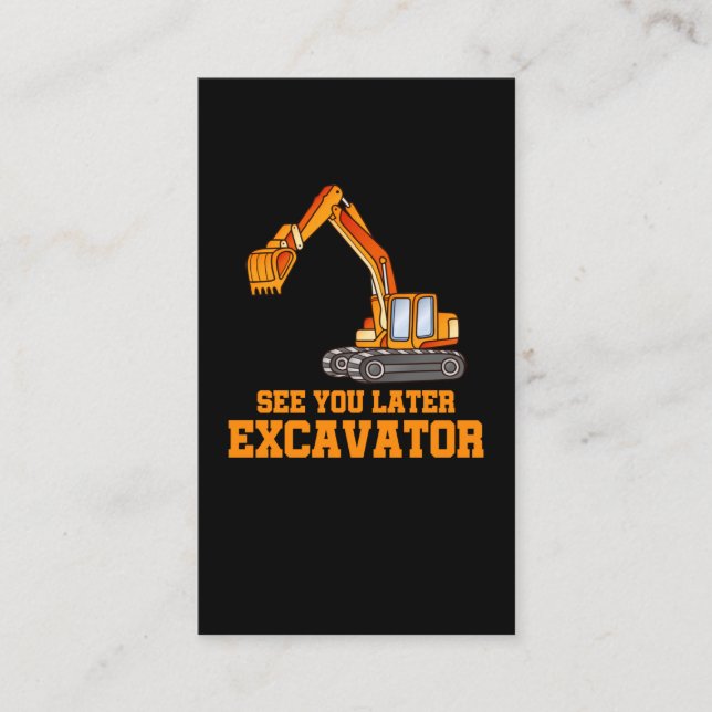 Carte De Visite Funny Construction Excavator Boys Toddler (Devant)