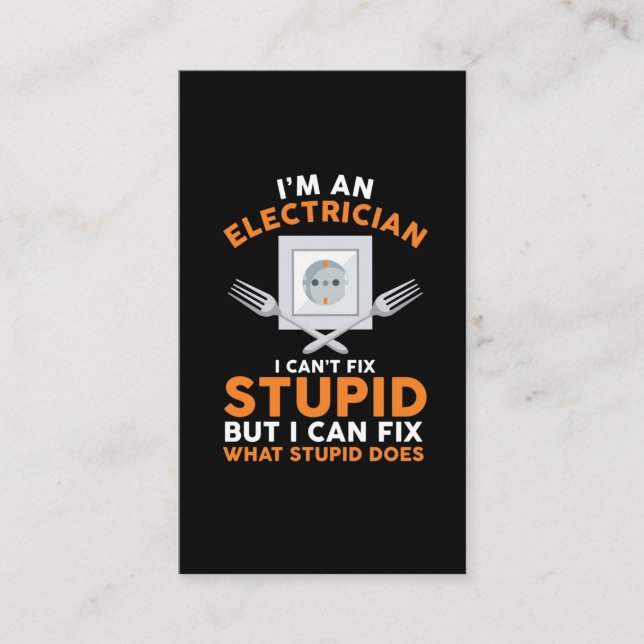 Carte De Visite Funny Electrician Advice Crafting Expert Humour (Devant)