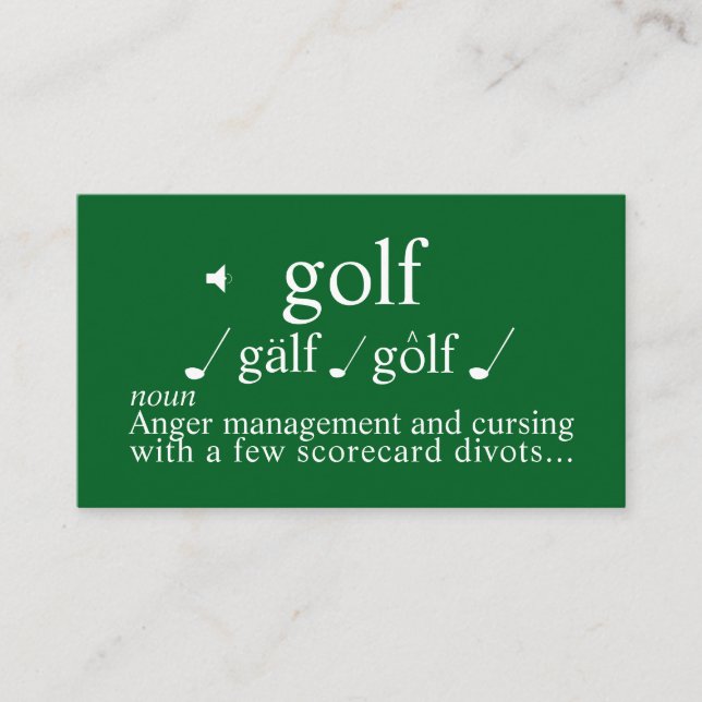 Carte De Visite Funny Golf Instructor  Anger  Management on Green  (Devant)