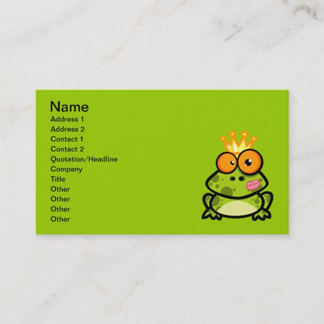 Carte De Visite FUNNY PRINCE FROG CARTOON bulgy eyeballs couronne (Devant)