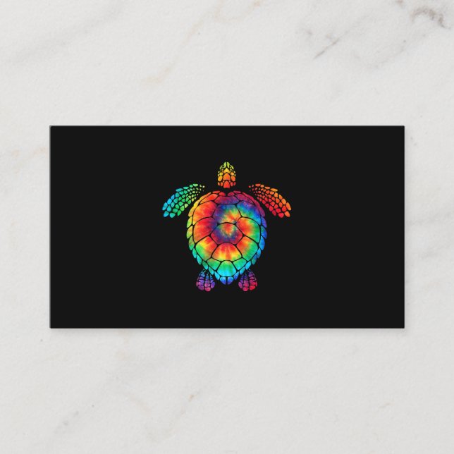 Carte De Visite Funny Sea Turtle Ocean Tie Dye Rainbow Hippie Coût (Devant)