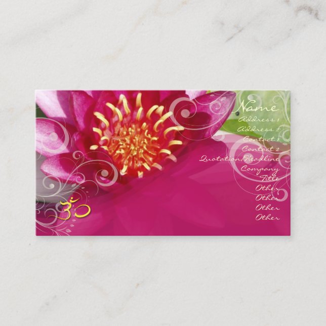 Carte De Visite Fuschia lotus + tourbillons de nacre (Devant)