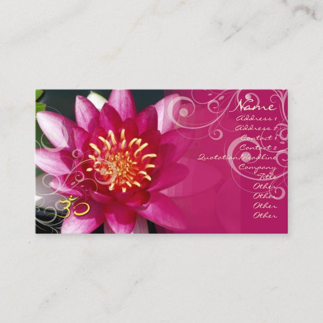 Carte De Visite Fuschia lotus + tourbillons perlés (Devant)