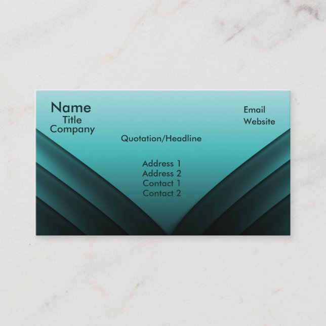 Carte de visite futuriste, Turquoise (Devant)