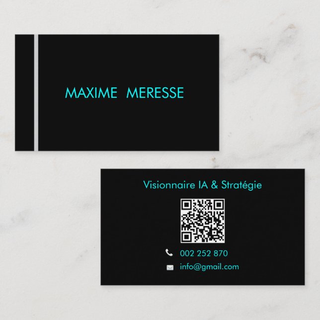 Carte De Visite Futuristic Cyber Minimalist QR Code Business Card (Devant / Derrière)