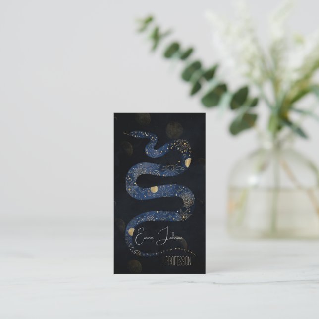 Carte De Visite Galaxie Mystical Gold Blue Serpent (Debout devant)
