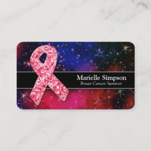 Carte De Visite Galaxy Parties scintillant rose Cancer du sein Sur