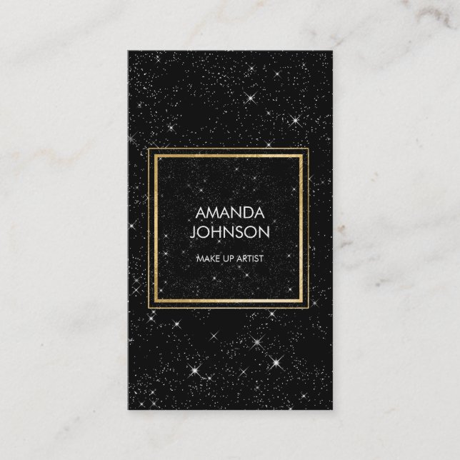 Carte De Visite Galaxy Stars Golden Black Glam Elegance Vip (Devant)